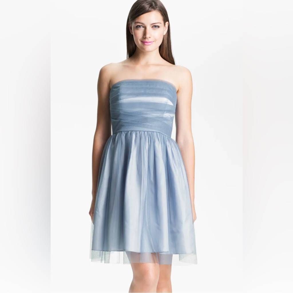 Nwt Donna Morgan Strapless Blue Dusk Dress